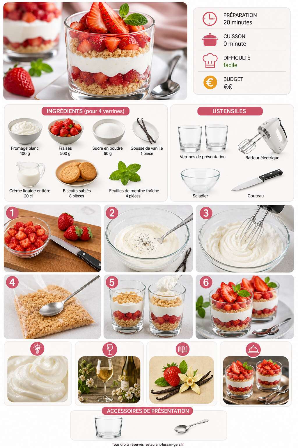 Fiche recette Verrines de fraises et fromage blanc vanill&eacute; : la douceur id&eacute;ale