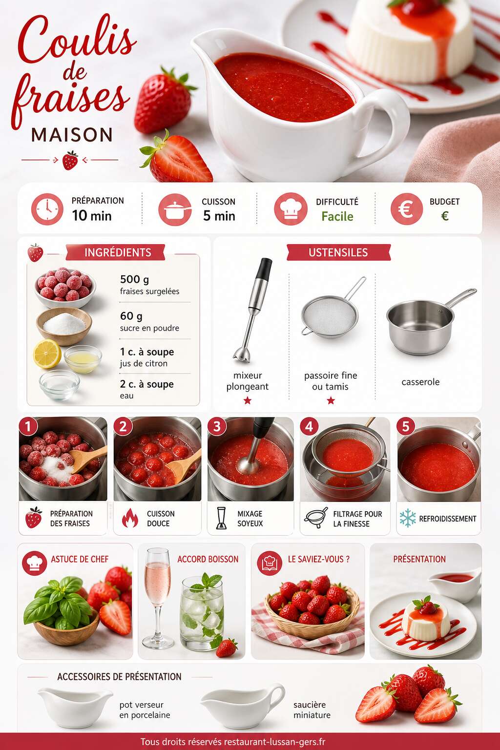 Fiche recette Coulis de fraises maison : la recette facile et rapide