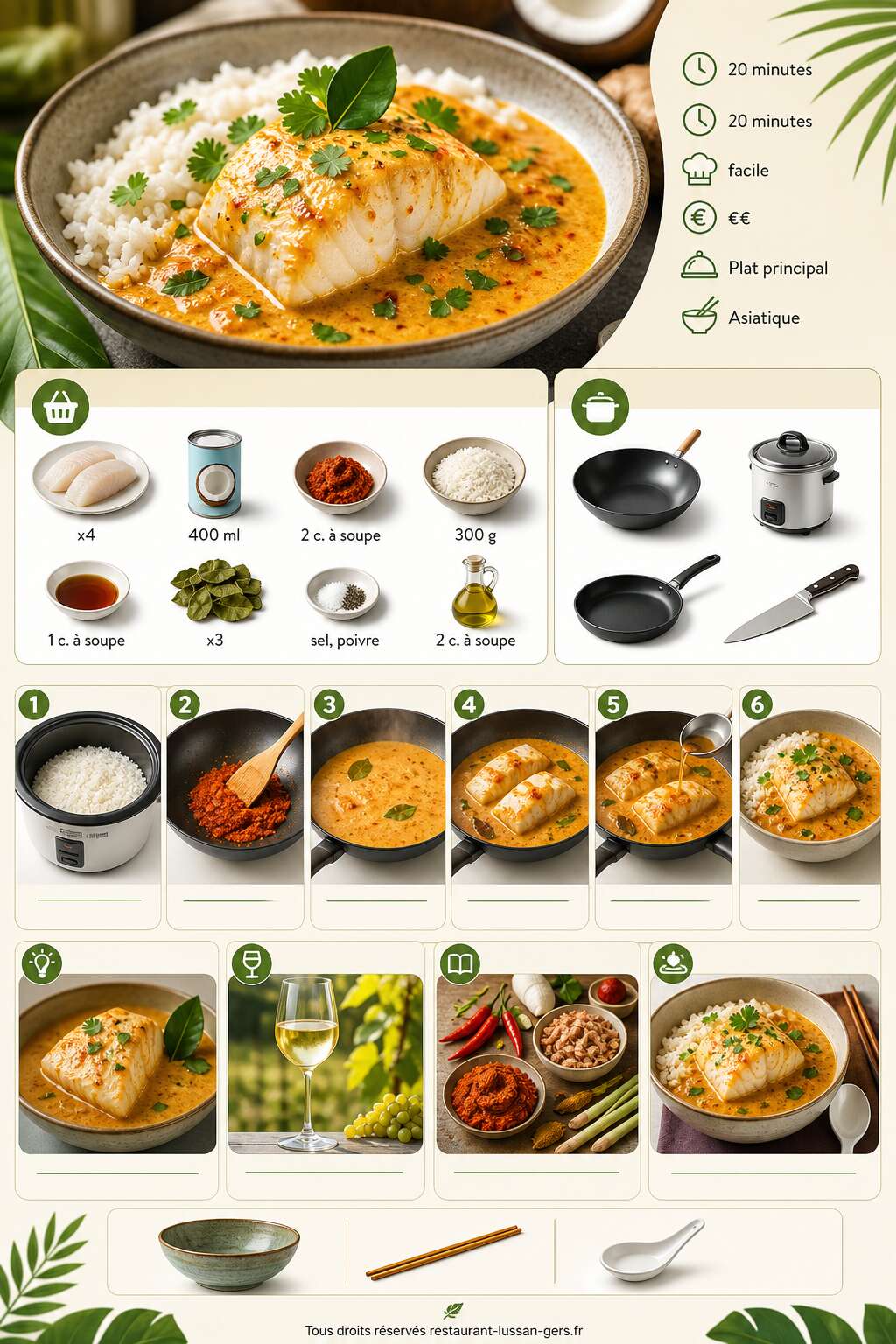 Fiche recette Cabillaud au curry et lait de coco : une évasion exotique Fiche recette Cabillaud au curry et lait de coco : une évasion exotique