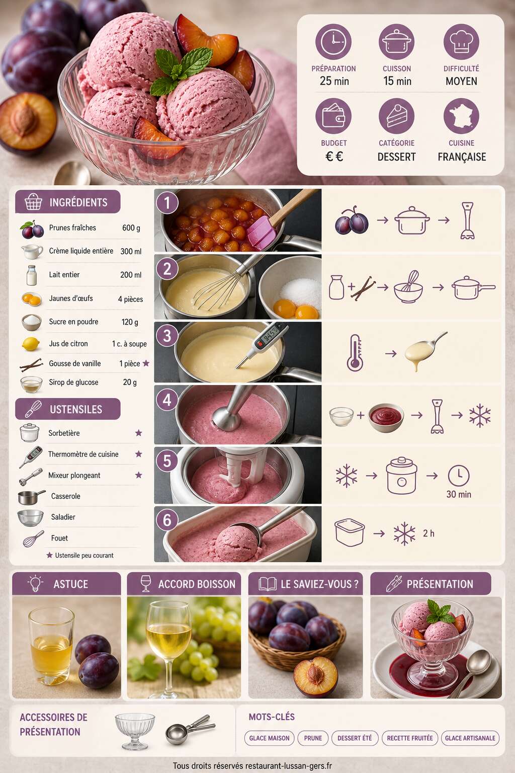 Fiche recette Crème glacée aux prunes maison : le goût de l'été dans votre bol Fiche recette Crème glacée aux prunes maison : le goût de l'été dans votre bol