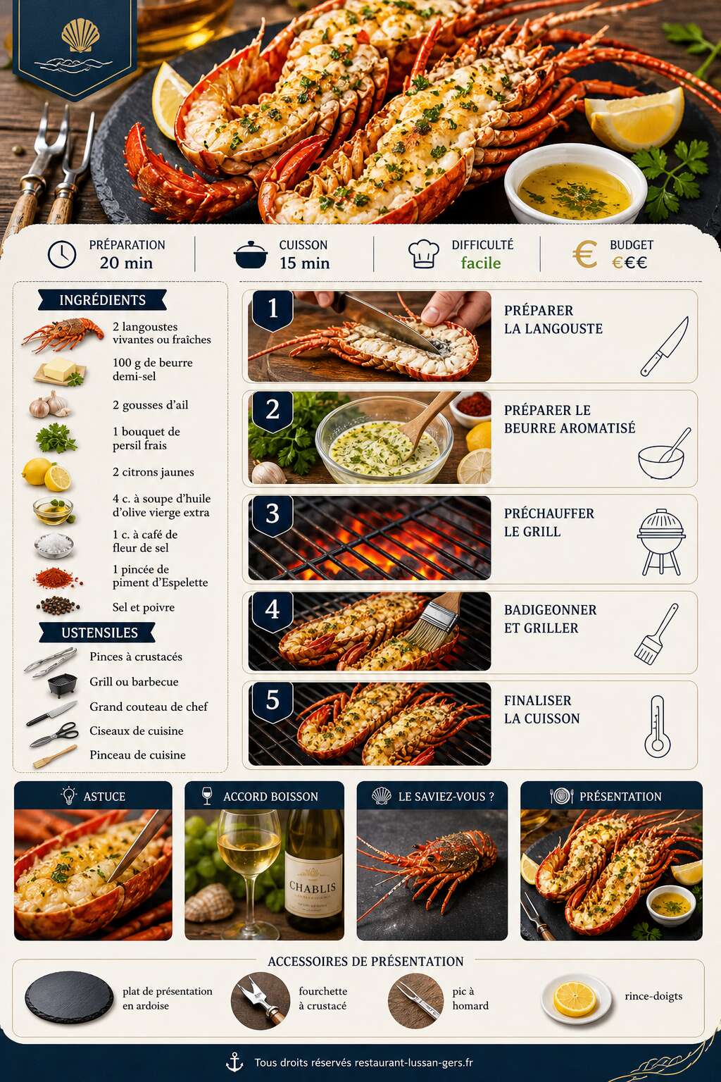 Fiche recette Langouste grill&eacute;e : la recette facile et savoureuse &agrave; r&eacute;ussir